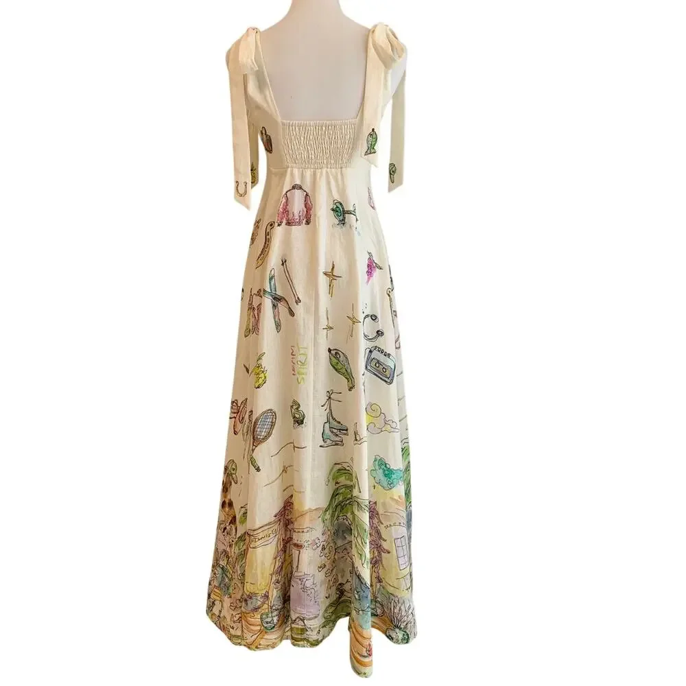 Alemais Anouk Colantoni Ballet Tie-Strap Midi Dress US 6 - Picture 10 of 13